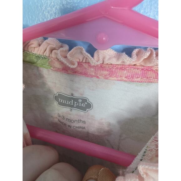 Mud Pie Baby Girl Hydrangea Sleeper One Piece Size 0-3 Months Pink Bamboo - Picture 2 of 4